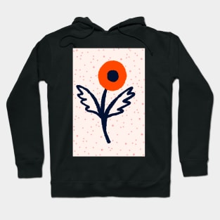 Minimalist poppy in burnt orange and deep navy Hoodie